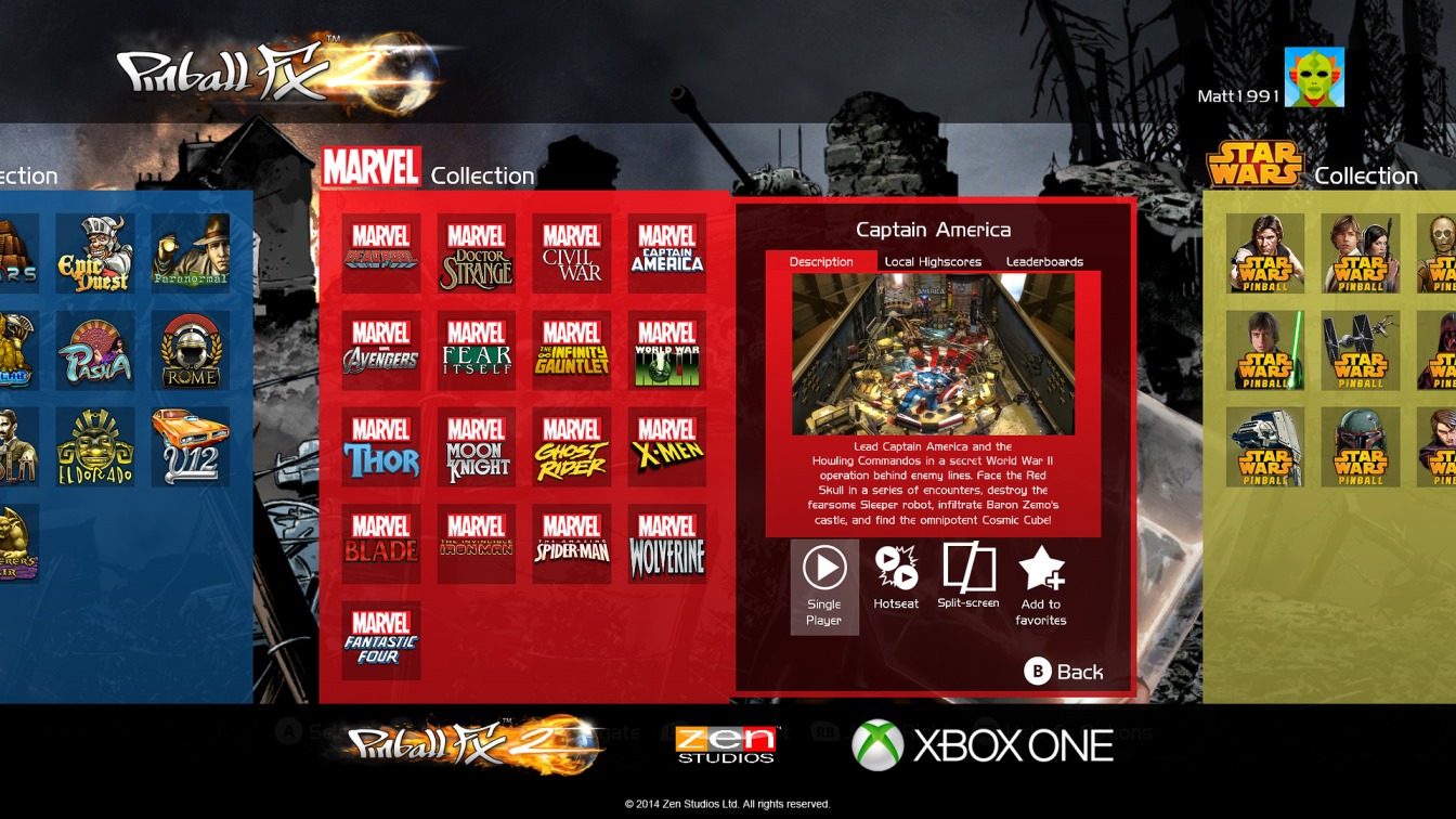 Pinball FX2 Xbox One Table List