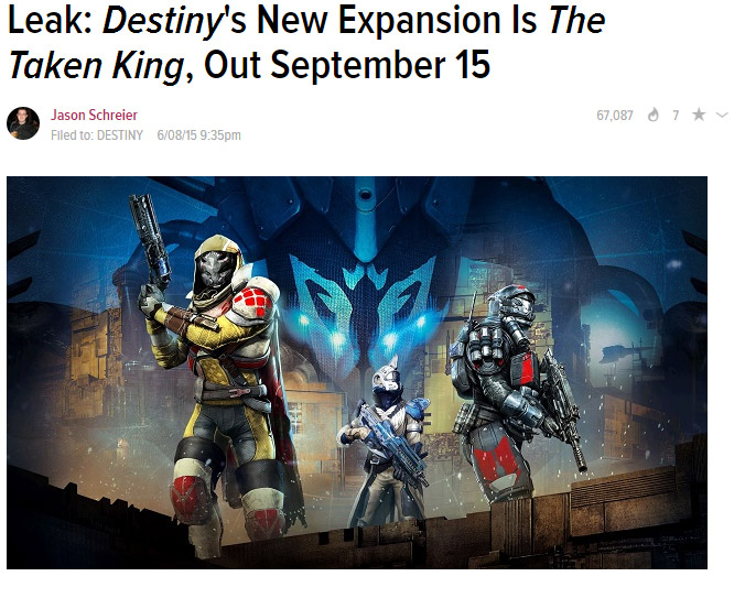 Kotaku Destiny leak