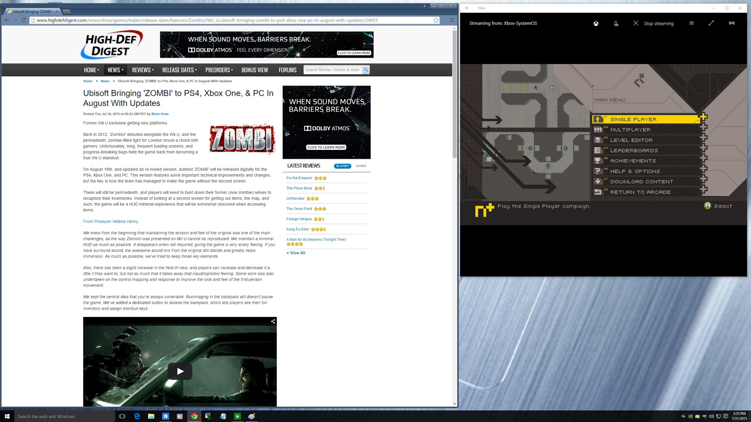 N+ Xbox app 360 stream from One to Windows 10